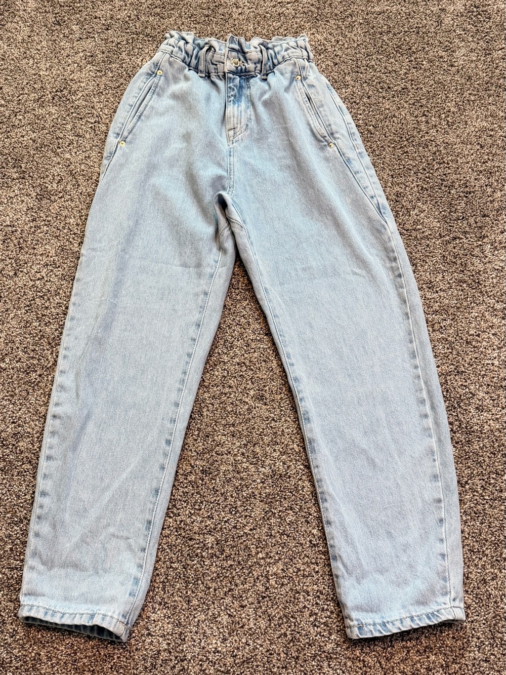 Zara High-Waist Paperbag Light Wash Jeans